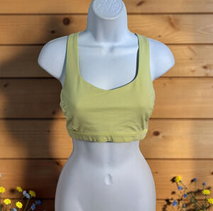Lululemon Free To Be Serene Bra Sz 6 Strappy Back Sheer Lemon Athletic Top